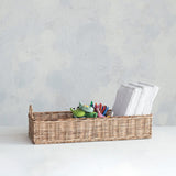 Hand-Woven Rattan Basket with 3 Sections & Handles