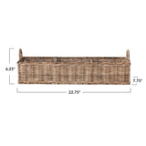 Hand-Woven Rattan Basket with 3 Sections & Handles