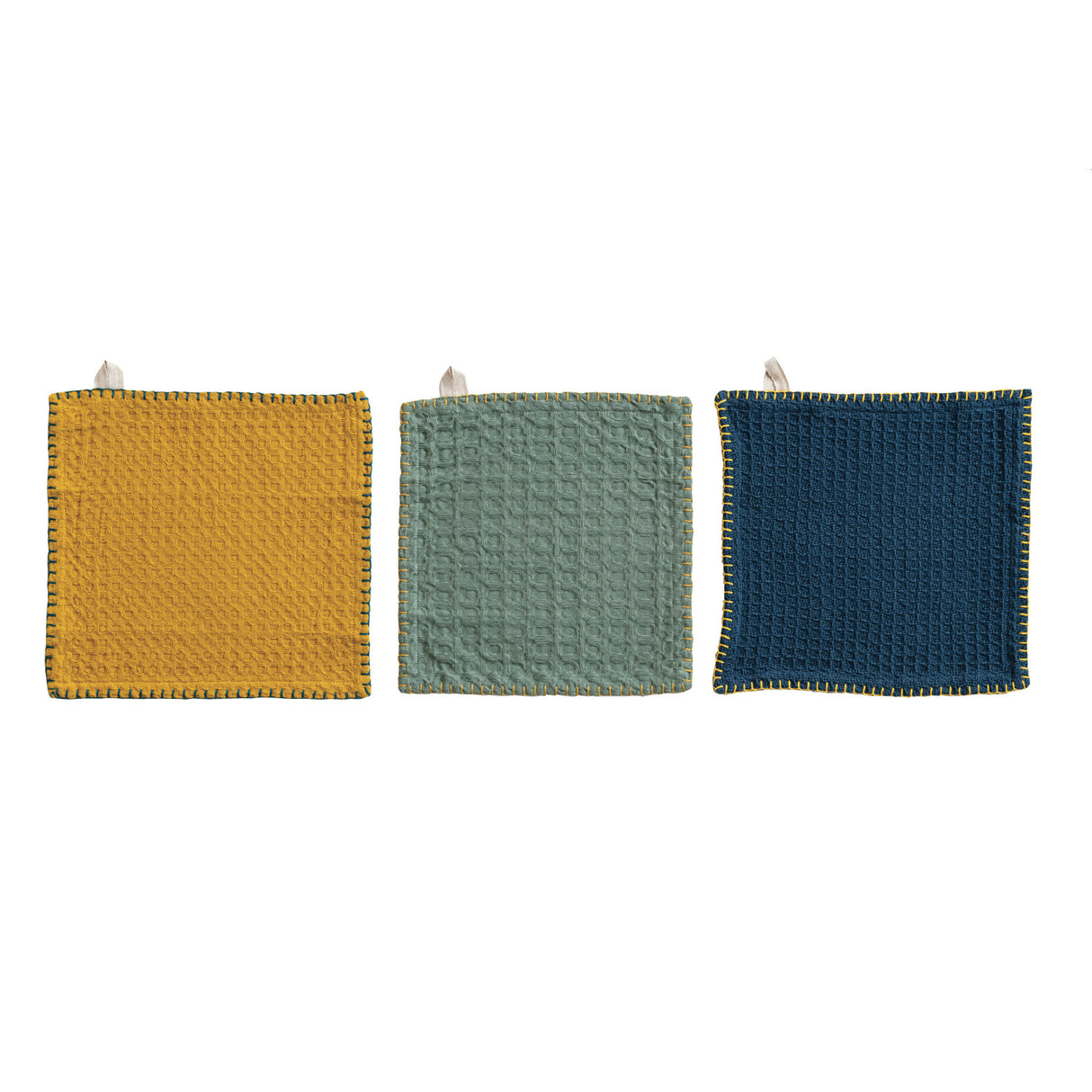 Cotton Waffle Weave Dish Cloths & Cheese Cutting Board Set