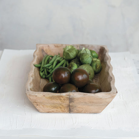 Mango Wood Scalloped Edge Tray