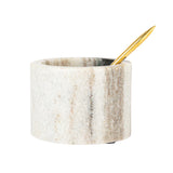 Marble Salt Cellar with Brass Spoon