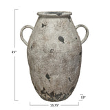 Distressed White Metal Urn