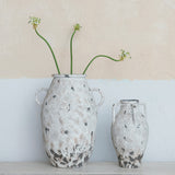 White Distressed Metal Urn with Handles