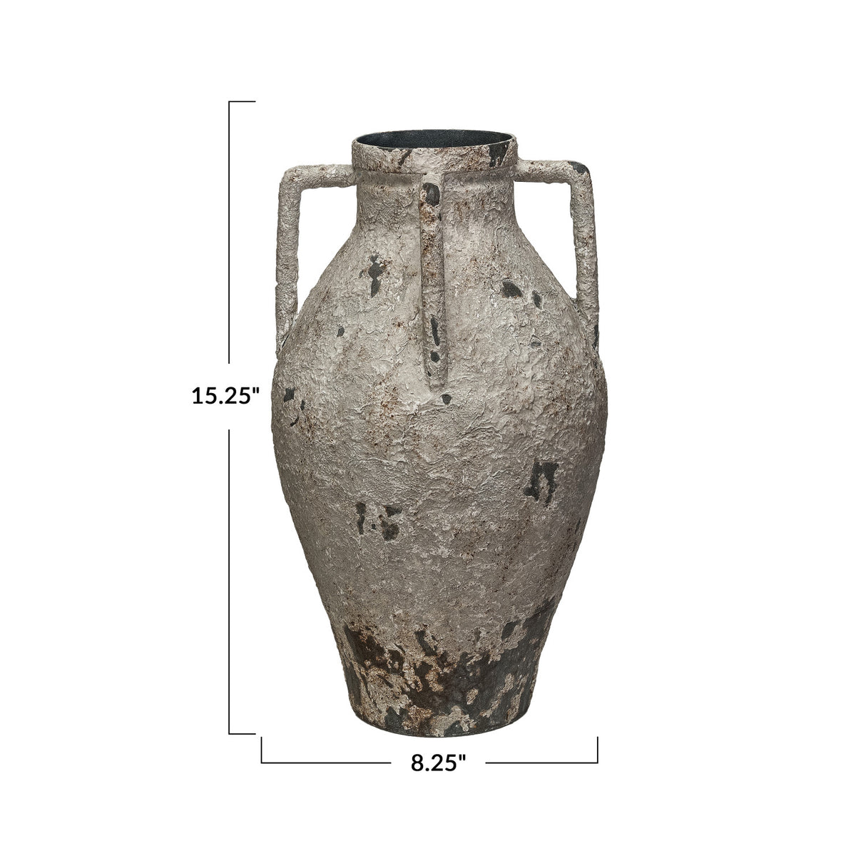 White Distressed Metal Urn with Handles