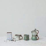 Reactive Glaze Stoneware Mug with Mushroom Handle | 4 Styles