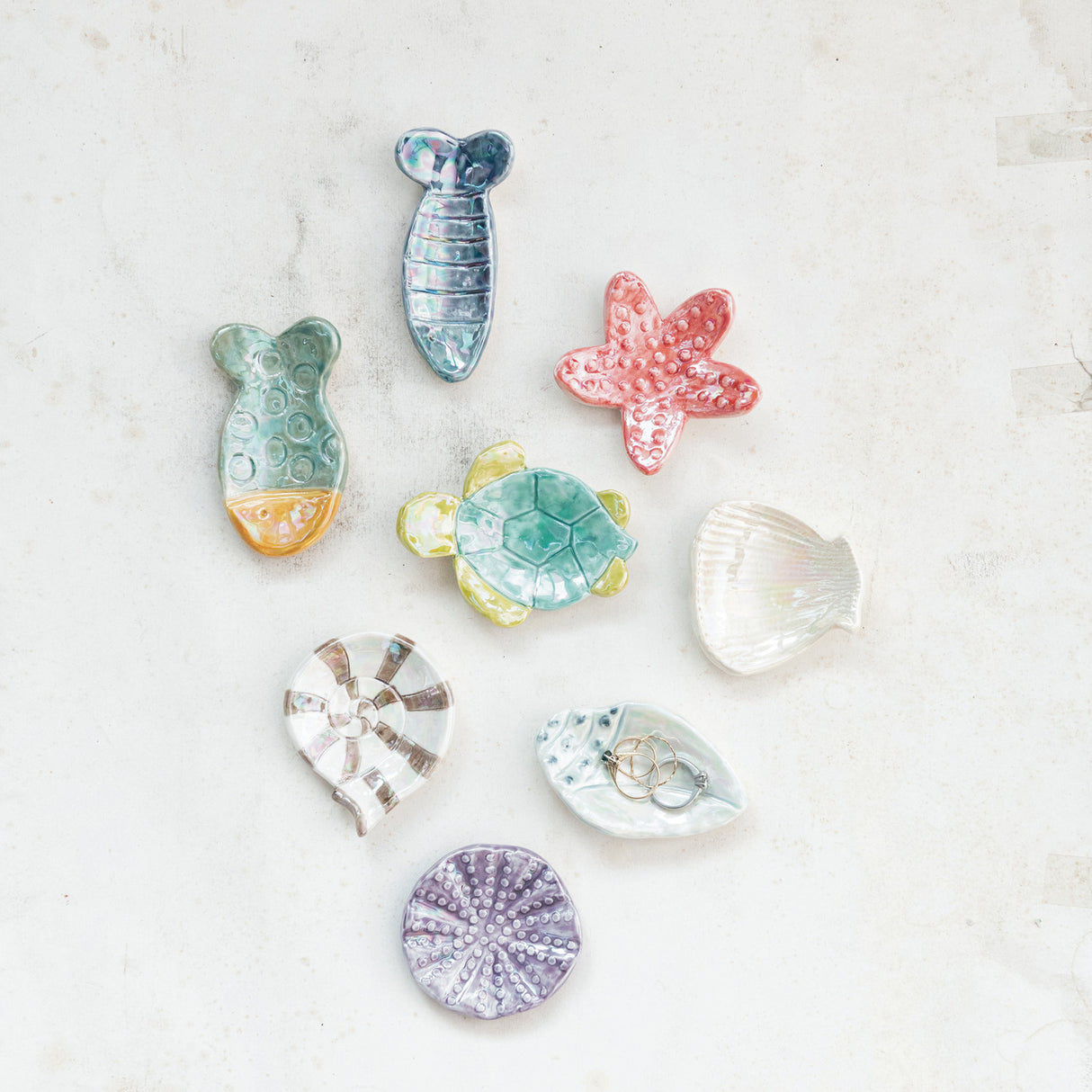 Iridescent Sea Life Ceramic Trinket Dish