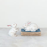 Reactive Glaze White Stoneware Ceramic Rabbit | 2 Styles