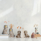 Hand-Painted Vintage-Inspired Crackle Glaze Staffordshire Pink Dog Vase