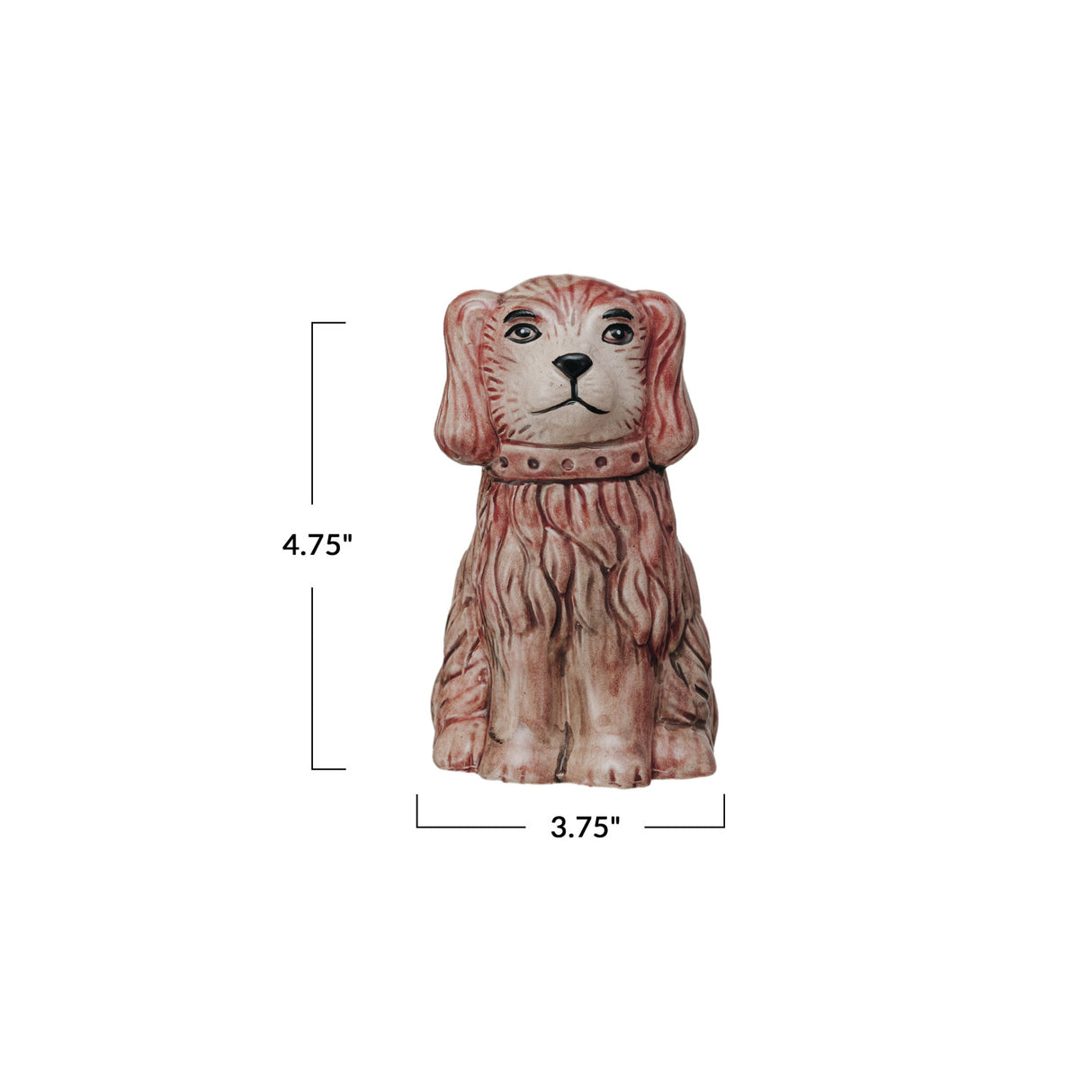 Hand-Painted Vintage-Inspired Crackle Glaze Staffordshire Pink Dog Vase