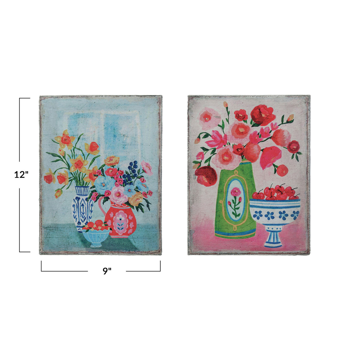 Vintage-Inspired Botanical Print Floral Still Life Canvas Wall Art | 2 Styles