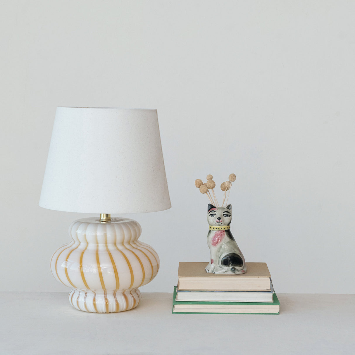Hand-Painted Vintage-Inspired Crackle Glaze Staffordshire Cat Vase