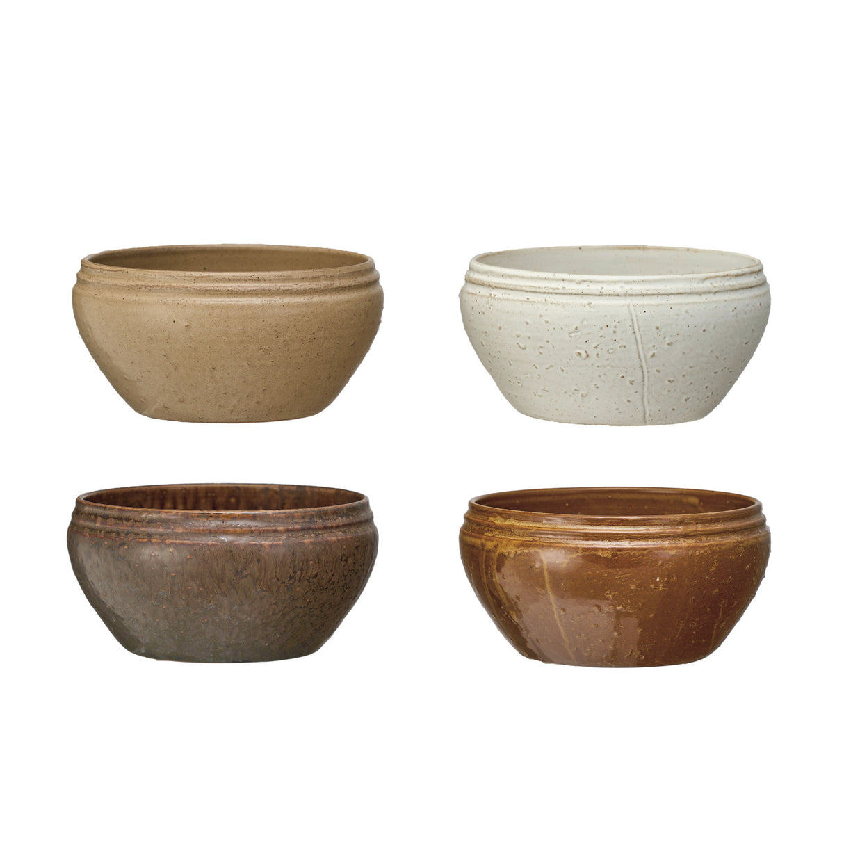 Vintage-Inspired Reactive Glaze Ceramic Stoneware Bowls