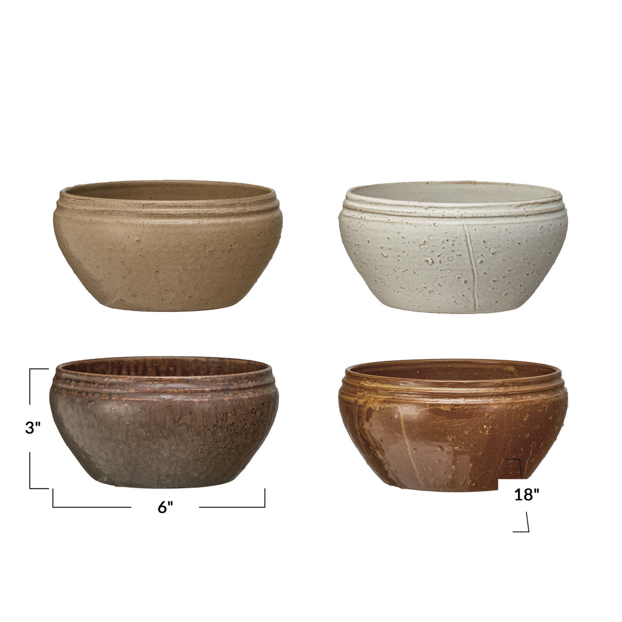 Vintage-Inspired Reactive Glaze Ceramic Stoneware Bowls