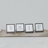 Square Metal & Glass Frame with Easel & Saying | 4 Styles