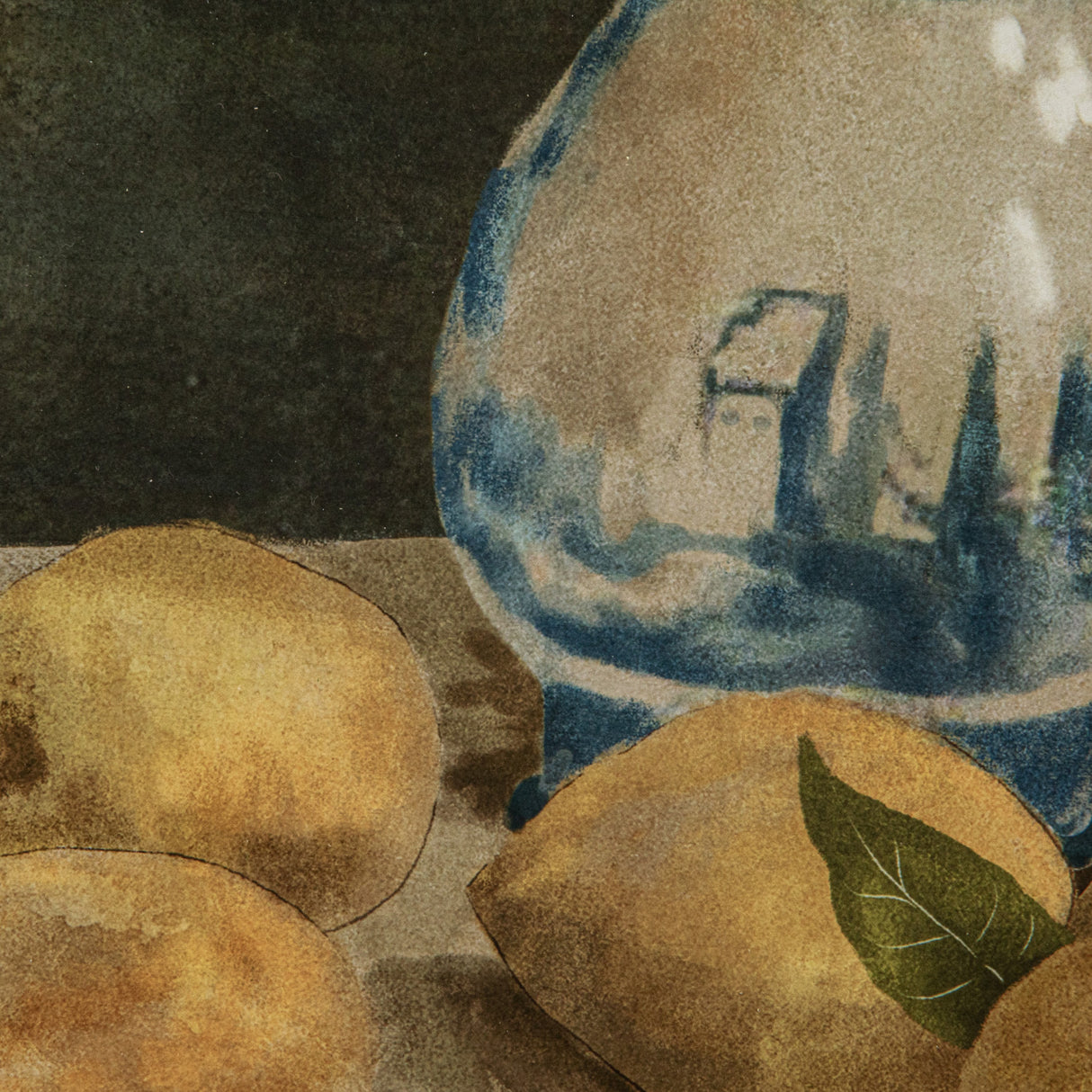 Lemons & Pitcher Wood Framed Glass Wall Art