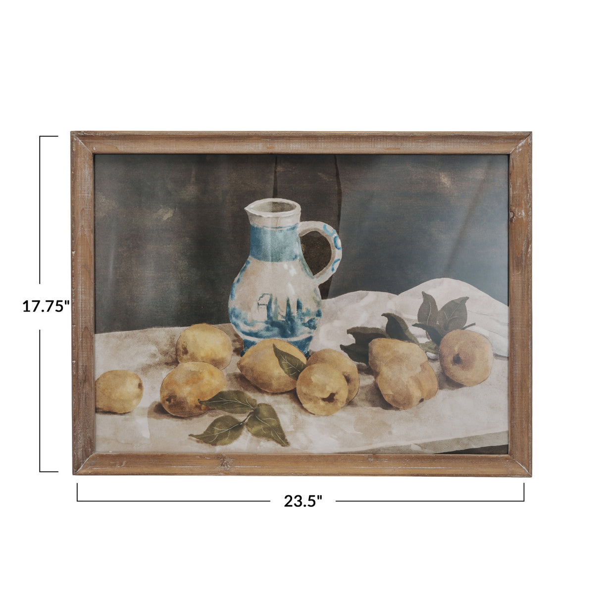 Lemons & Pitcher Wood Framed Glass Wall Art