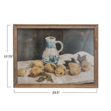 Lemons & Pitcher Wood Framed Glass Wall Art