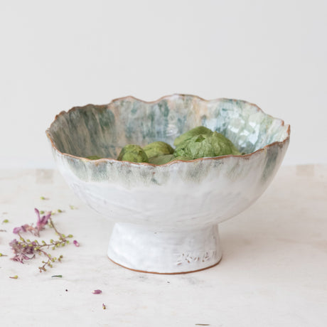 Reactive Glaze Ceramic Footed Bowl