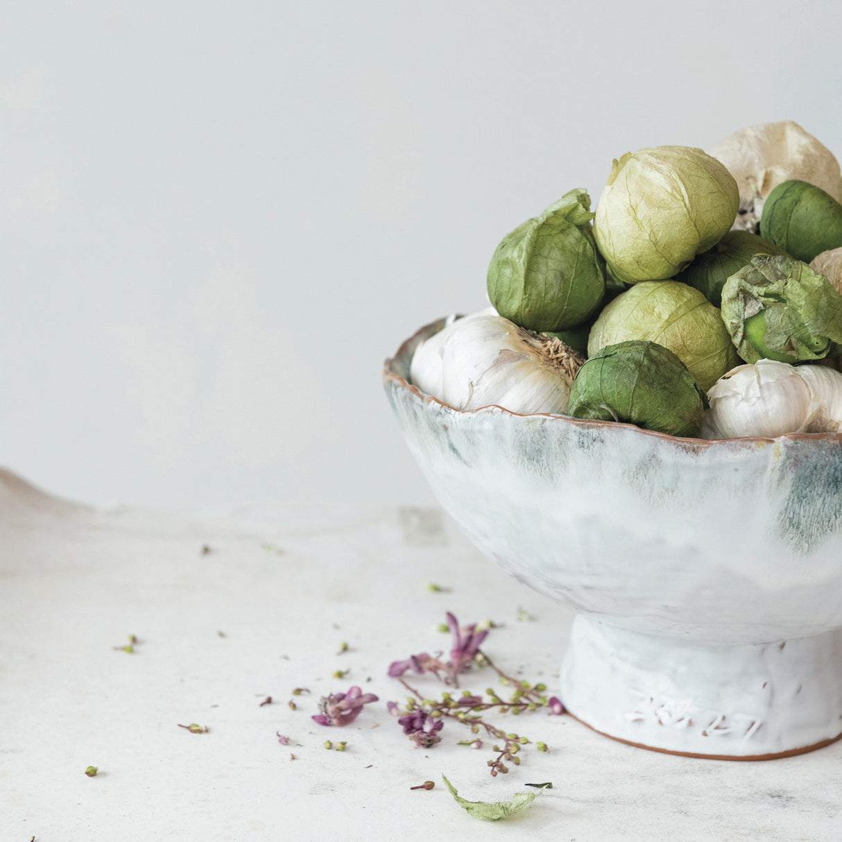 Reactive Glaze Ceramic Footed Bowl