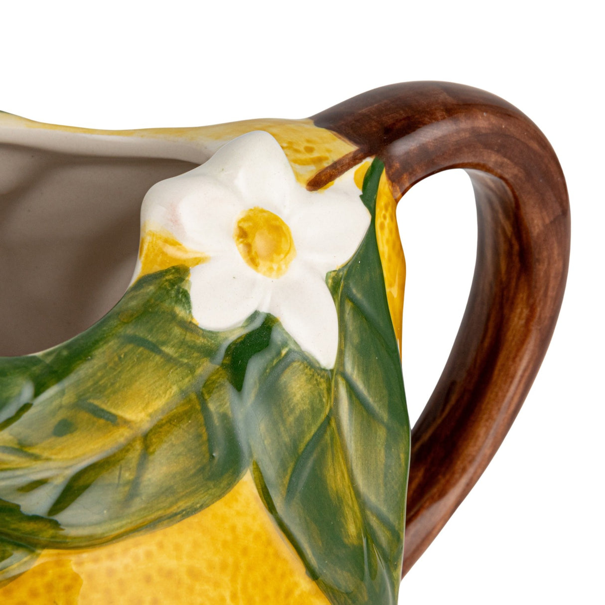 Hand-Painted Stoneware Ceramic Lemon Pitcher