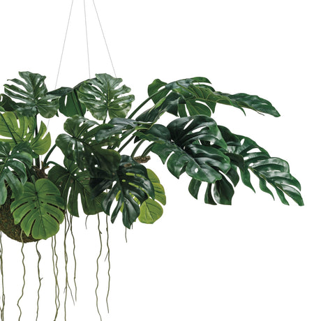 Hanging Faux Monstera Kokedama Plant
