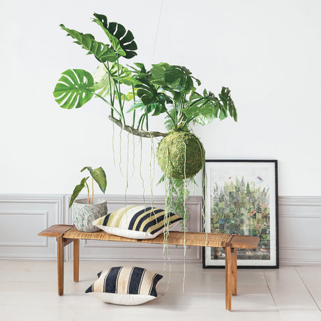 Hanging Faux Monstera Kokedama Plant