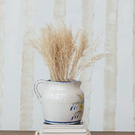 Floral Crackle Glaze Terracotta Pitcher