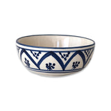 Hand-Painted Blue and Cream Stoneware Pinch Bowl