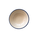 Hand-Painted Blue and Cream Stoneware Pinch Bowl