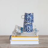 Hand-Painted Blue and Cream Stoneware Mug