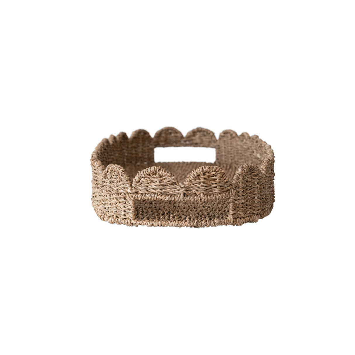 Hand-Woven Bankuan Scalloped Tray with Handles