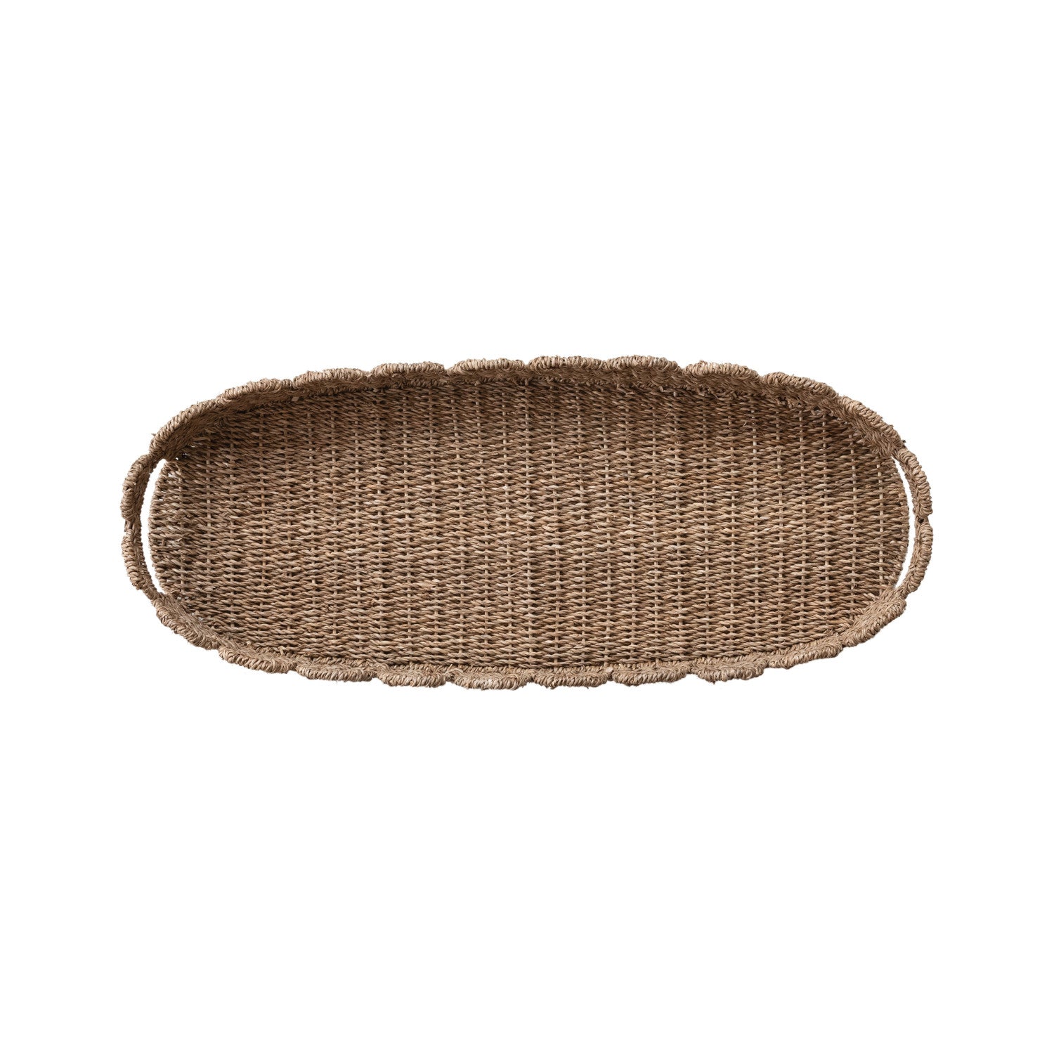 Hand-Woven Bankuan Scalloped Tray with Handles