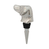 Cast Aluminum Nickel Finish Dog Head Wine & Liquor Bottle Stopper