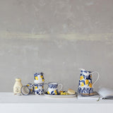Hand-Painted Stoneware Blue & Yellow Lemon Pitcher