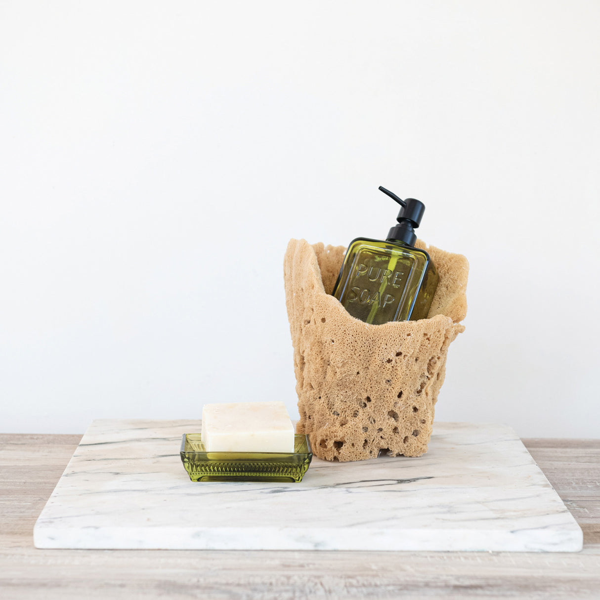 Olive Green Pressed Glass Rectangular Soap Dish