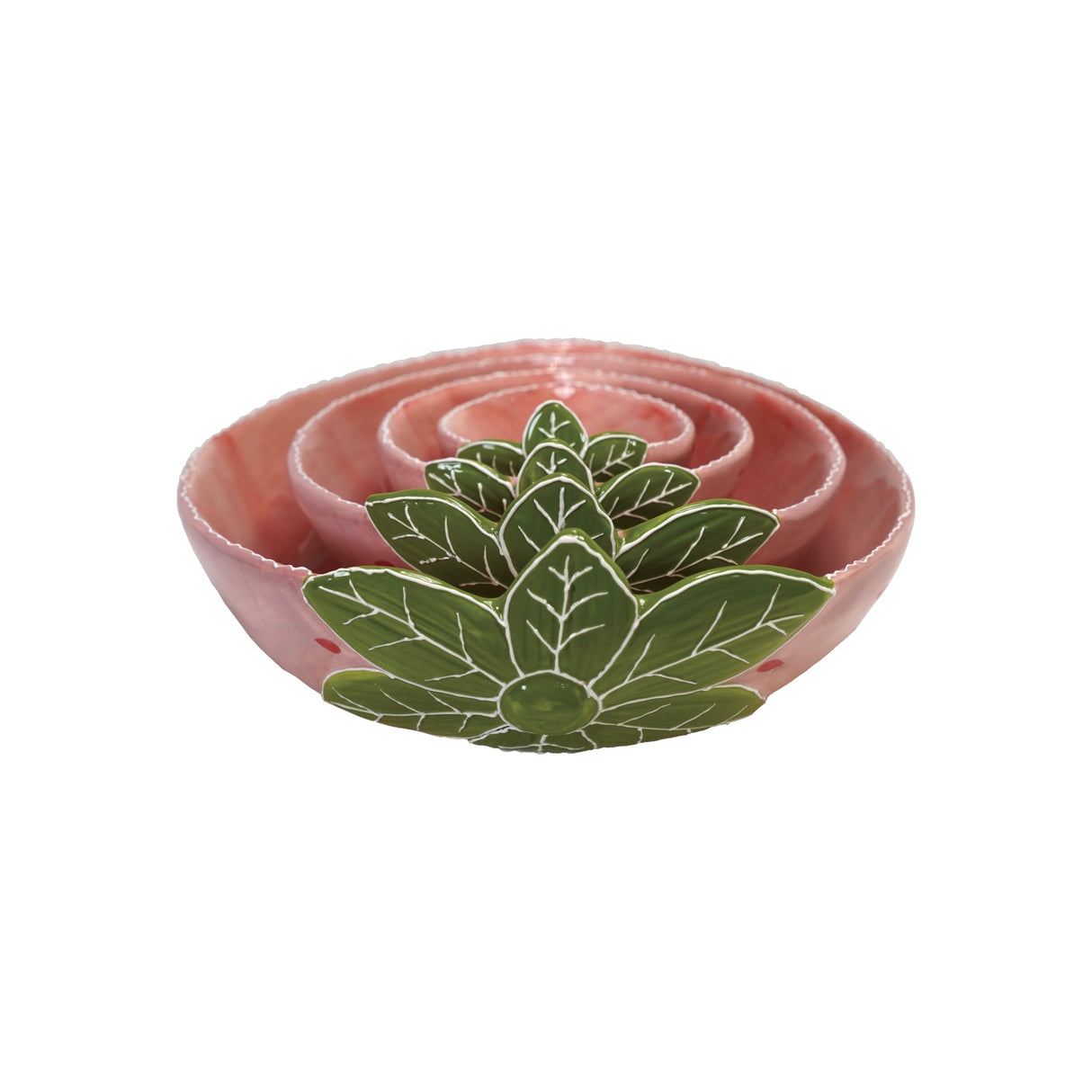 Hand-Painted Stoneware Strawberry Shaped Nesting Bowls | Set of 4