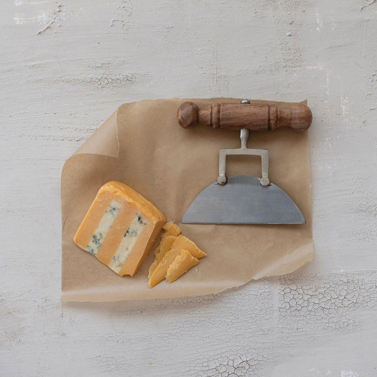 Stainless Steel Cheese Knife with Acacia Wood & Brass Handle