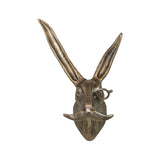 Brass Finish Cast Aluminum Rabbit Head with Monocle and Mustache Wall Mount