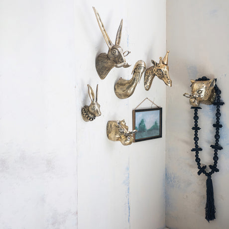 Brass Finish Cast Aluminum Hippo Head with Eyeglasses Wall Mount