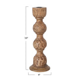 Hand-Carved Mango Wood Taper Candle Holder | 2 Sizes