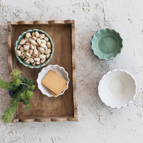 Mango Wood Scalloped Edge Tray