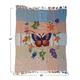 Tufted & Embroidered Butterfly & Insect Woven Throw Blanket | 60" x 50"