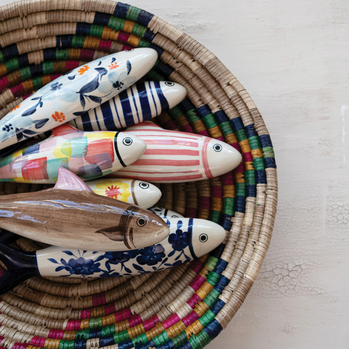 Hand-Painted Ceramic Fish Wall Figurine