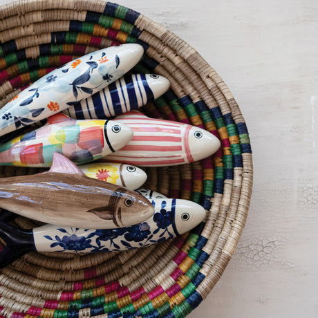 Hand-Painted Ceramic Fish Wall Figurine