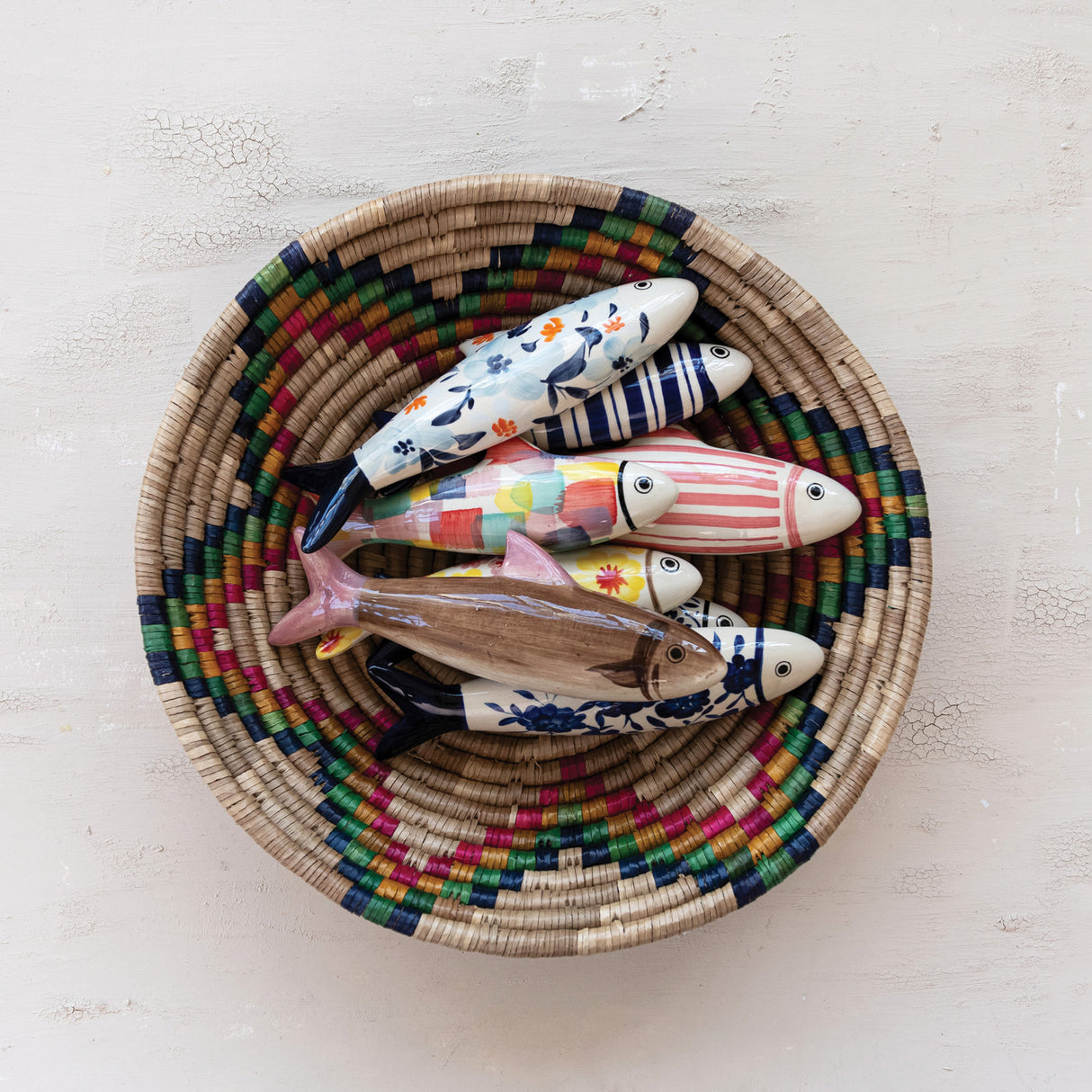 Hand-Painted Ceramic Fish Wall Figurine