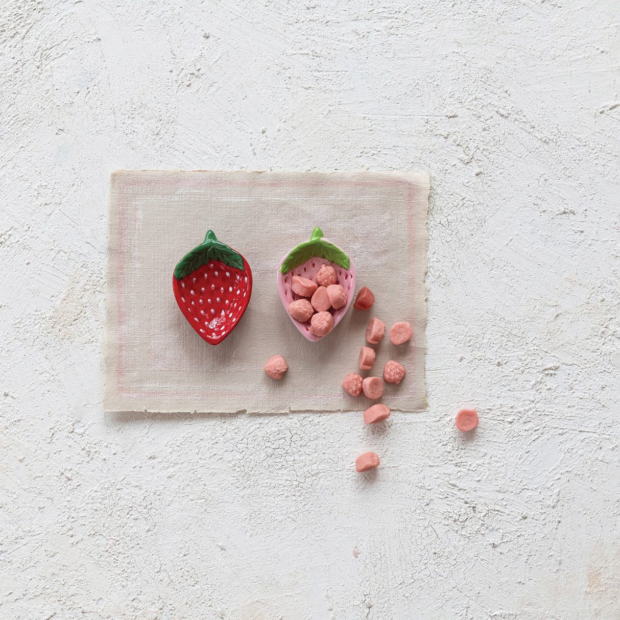 Hand-Painted Ceramic Strawberry Shaped Trinket Dish