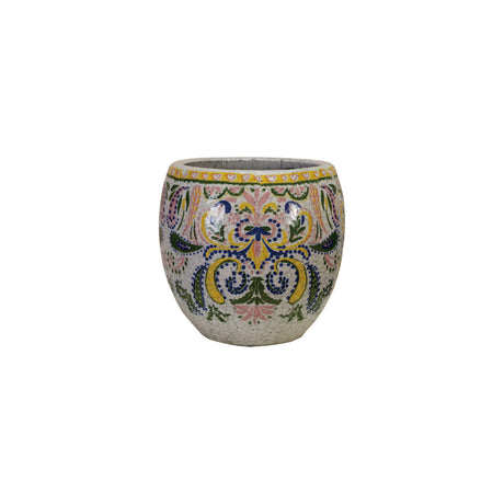 Crackle Glaze Floral Pattern Terracotta Planter | 2 Sizes