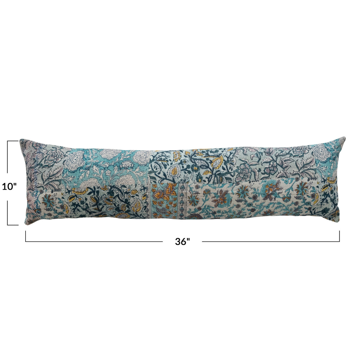 Hand-Embroidered Vintage Rali Quilt Kantha Lumbar Throw Pillow