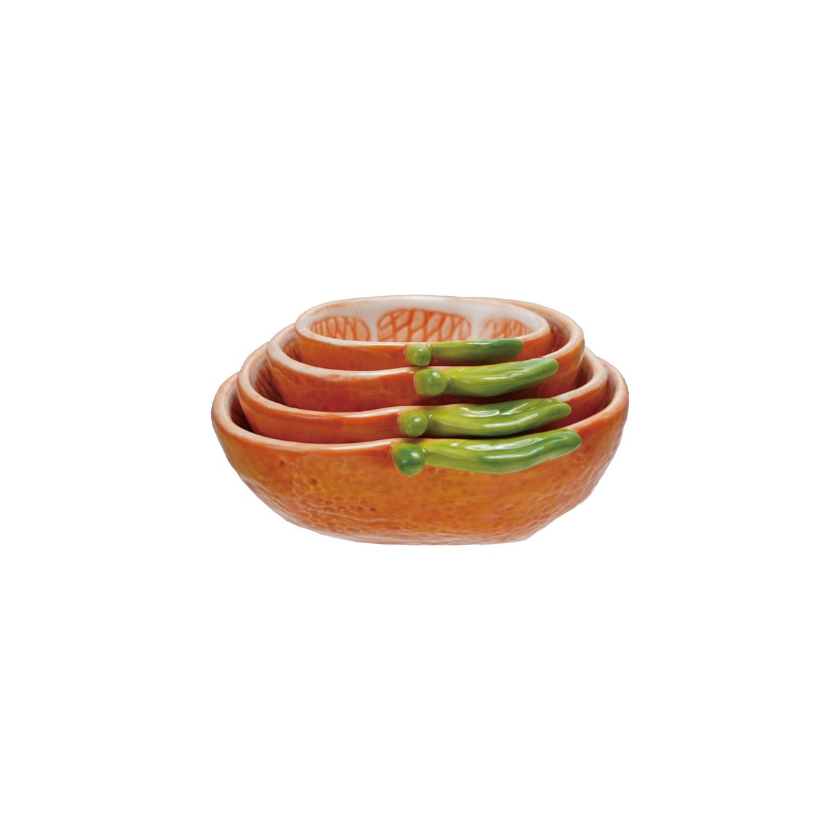 Hand-Painted Stoneware Clementine Shaped Measuring Cups | Set of 4