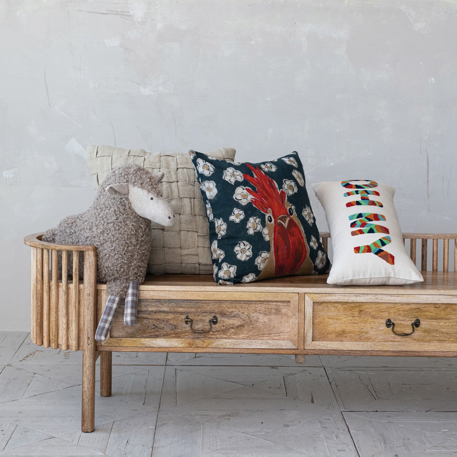 Faux Sherpa Sheep Shaped Pillow with Plaid Pattern - Thumbnail 2